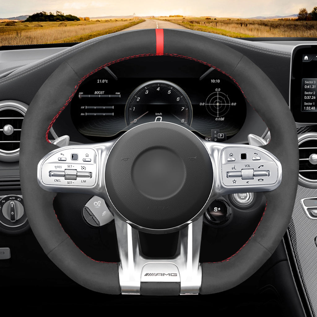 MEWANT Couvre Volant pour Mercedes-Benz AMG A35 A45 C43 C63 C43 CLA35 CLA45 CLS53 E53 E63 GLA45  GLE53
