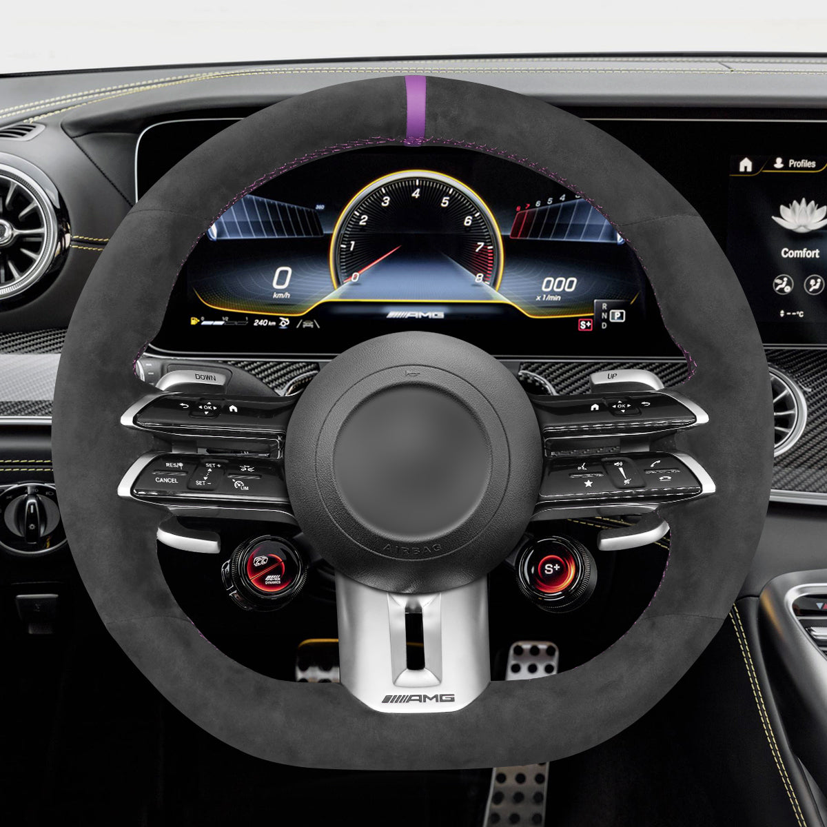 MEWANT Steering Wheel Cover for Mercedes-Benz AMG CLS53 (C257) E53 (W213) E63 (W213) EQS 53 (V297)T (C190R190)