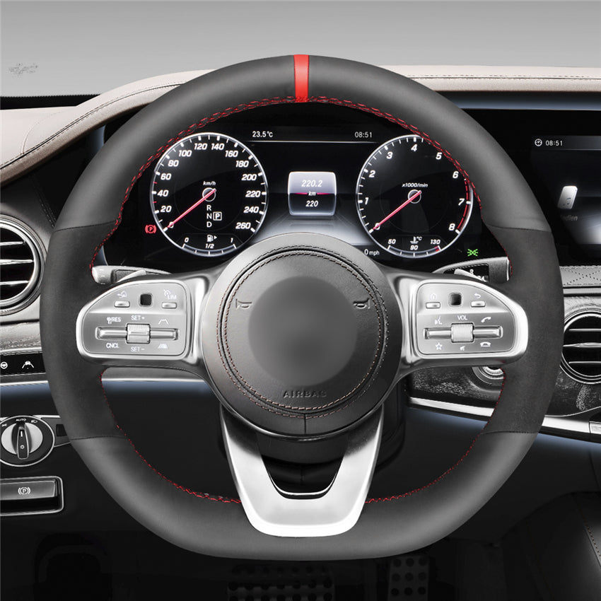 MEWANT Couvre Volant pour Mercedes-Benz AMG-Line AMG-Sport A-Class B-Class (W247) C-Class (W205) CLA-Class (C118) E-Class (W213)GLE-Class