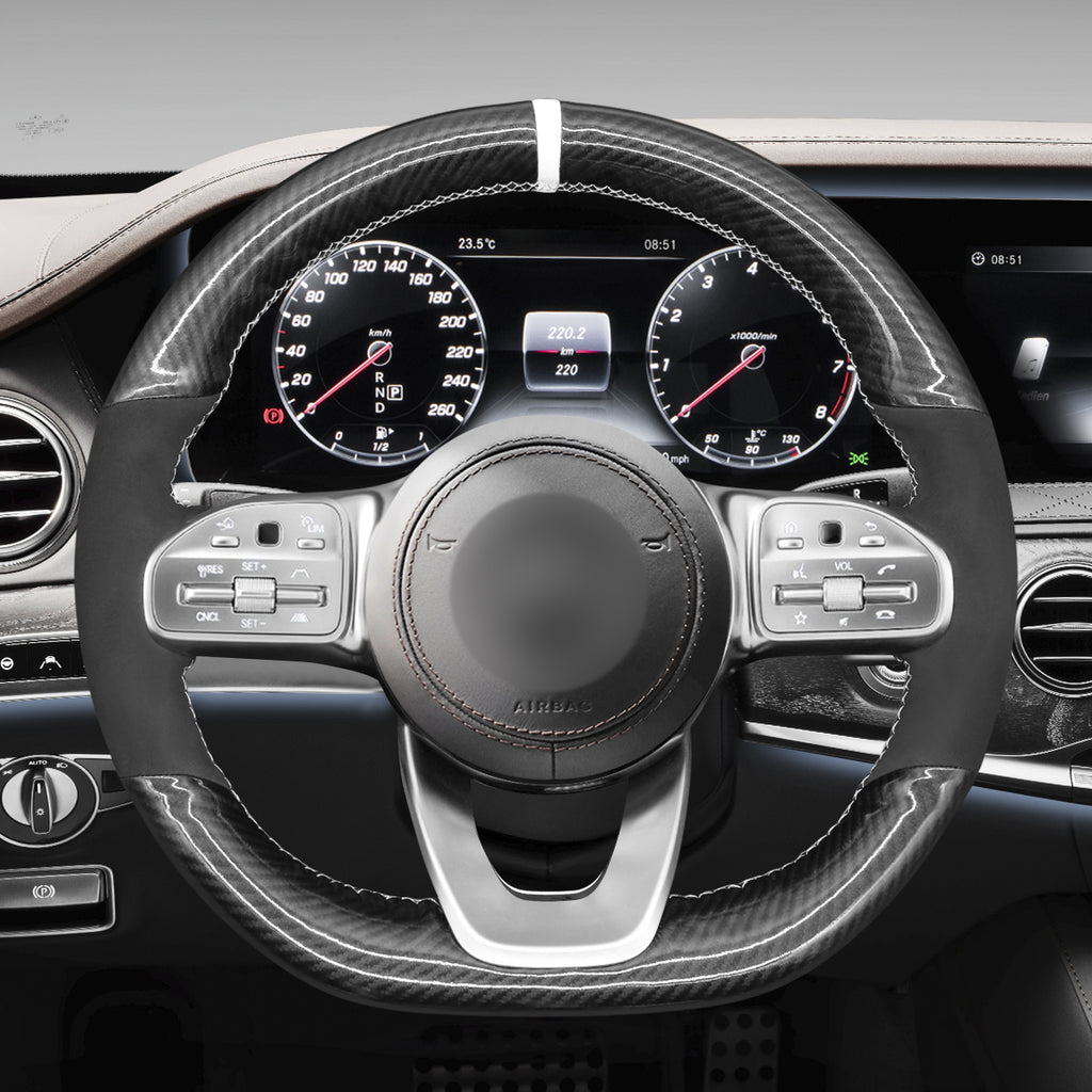 MEWANT Couvre Volant pour Mercedes-Benz AMG-Line AMG-Sport A-Class B-Class (W247) C-Class (W205) CLA-Class (C118) E-Class (W213)GLE-Class