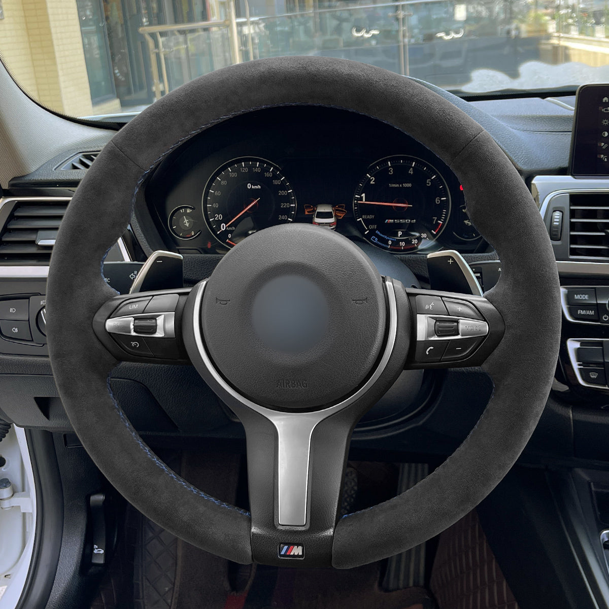 MEWANT Couvre Volant pour BMW (M Sport) X6 X5X4 X3 X2 X1 F12 F10 F32 F34 F20 F21 M135i F45 F46  F22 F23 M235i F30 F31 2015-2019