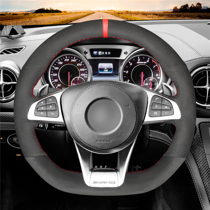 MEWANT Couvre Volant pour Mercedes-Benz AMG GT C190 R190 C 63 W205 CLA 45 C117 E 43 W213 SLC 43 SL 63