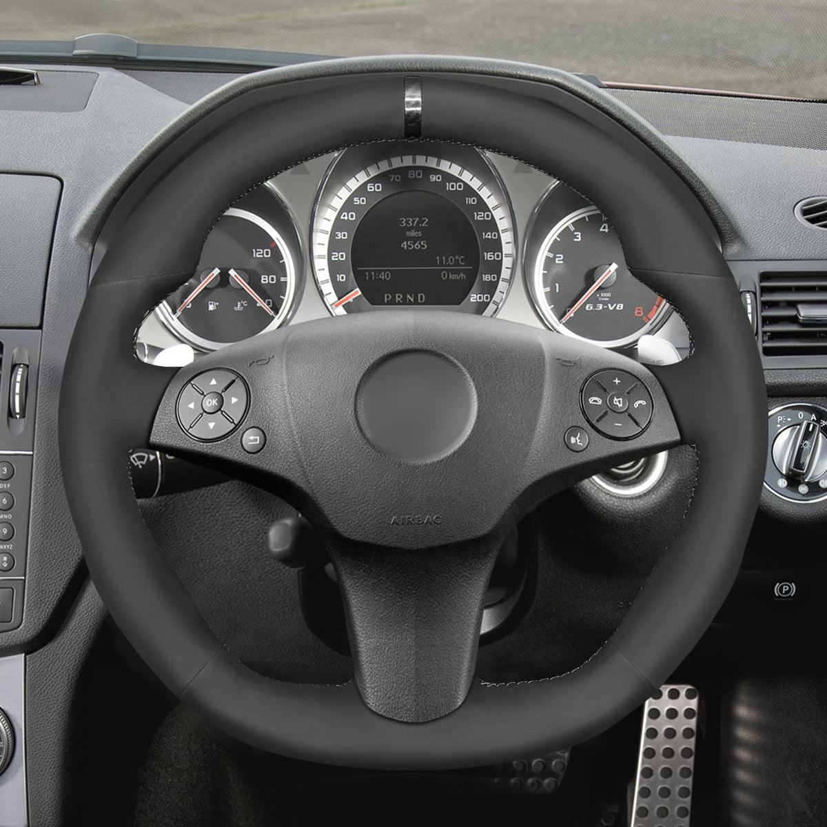 MEWANT Couvre Volant pour Mercedes-Benz AMG C63 W204 CLS-Class C219 CLS 63 E 63 AMG W212 AMG SL 63 R230SLS AMG C197 R197