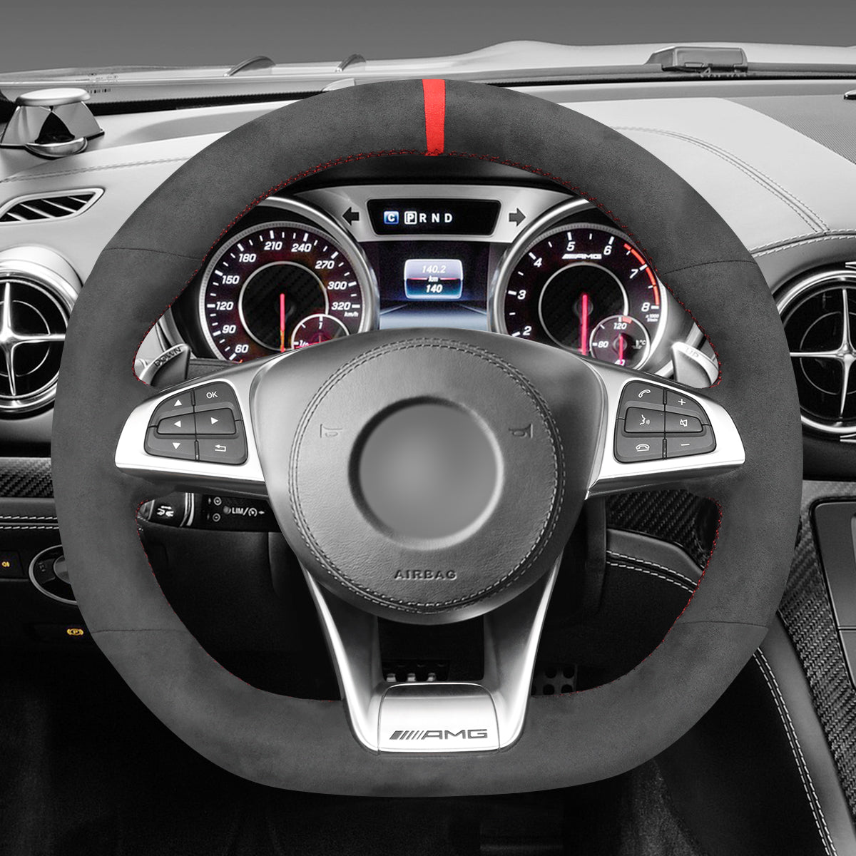 MEWANT Couvre Volant pour Mercedes-Benz AMG GT C190 R190 C 63 W205 CLA 45 C117 E 43 W213 SLC 43 SL 63