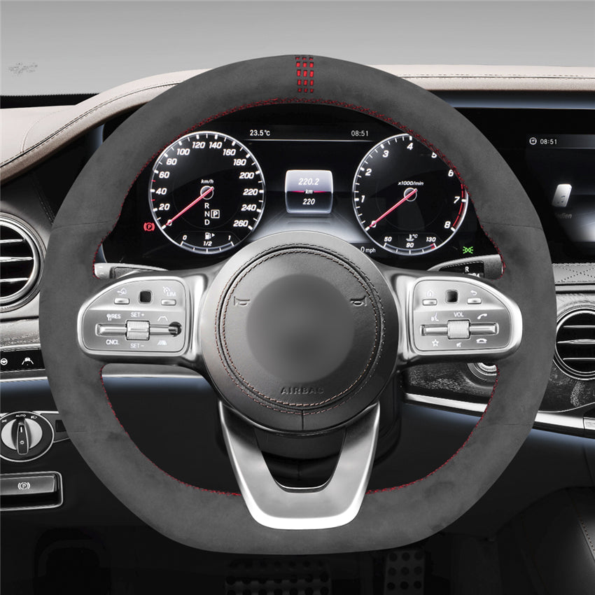 MEWANT Couvre Volant pour Mercedes-Benz AMG-Line AMG-Sport A-Class B-Class (W247) C-Class (W205) CLA-Class (C118) E-Class (W213)GLE-Class