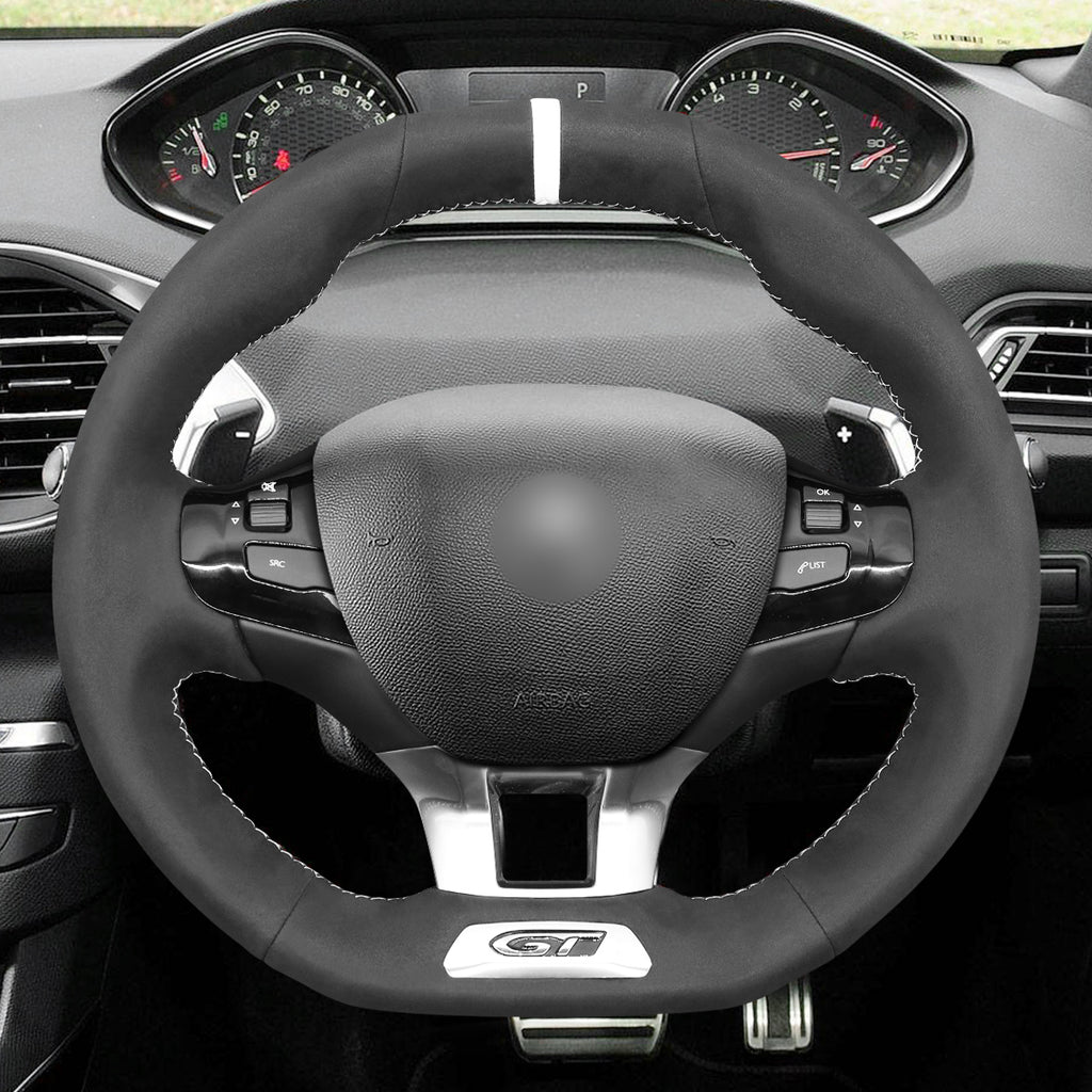 MEWANT Couvre Volant pour Peugeot 208 (GTi/GT Line/GT) / 308 (GT/GTi/GT Line) / 308 SW (GT/GT Line) / 2008 (GT Line) 2015-2019