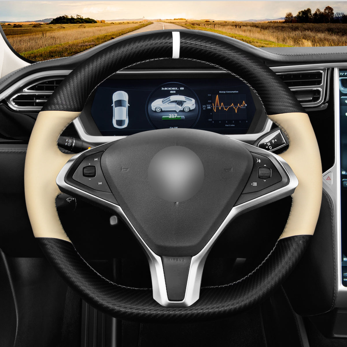MEWANT Couvre Volant pour Tesla model S 2013-2017