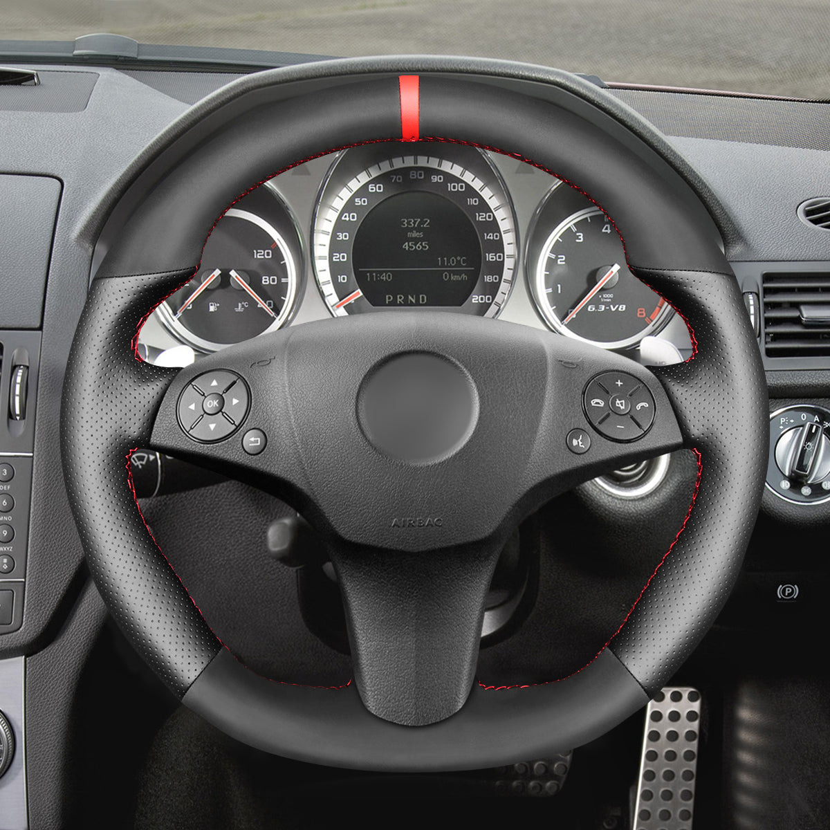 MEWANT Couvre Volant pour Mercedes-Benz AMG C63 W204 CLS-Class C219 CLS 63 E 63 AMG W212 AMG SL 63 R230SLS AMG C197 R197