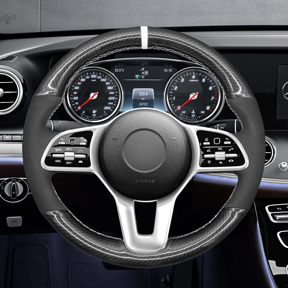 MEWANT Couvre Volant pour Mercedes-Benz A-Class (W177V177) C-Class (W205)  B-Class (W247) Citan CLA-Class (C118) E-Class (W213 GLA-Class GLS-Class Sprinter