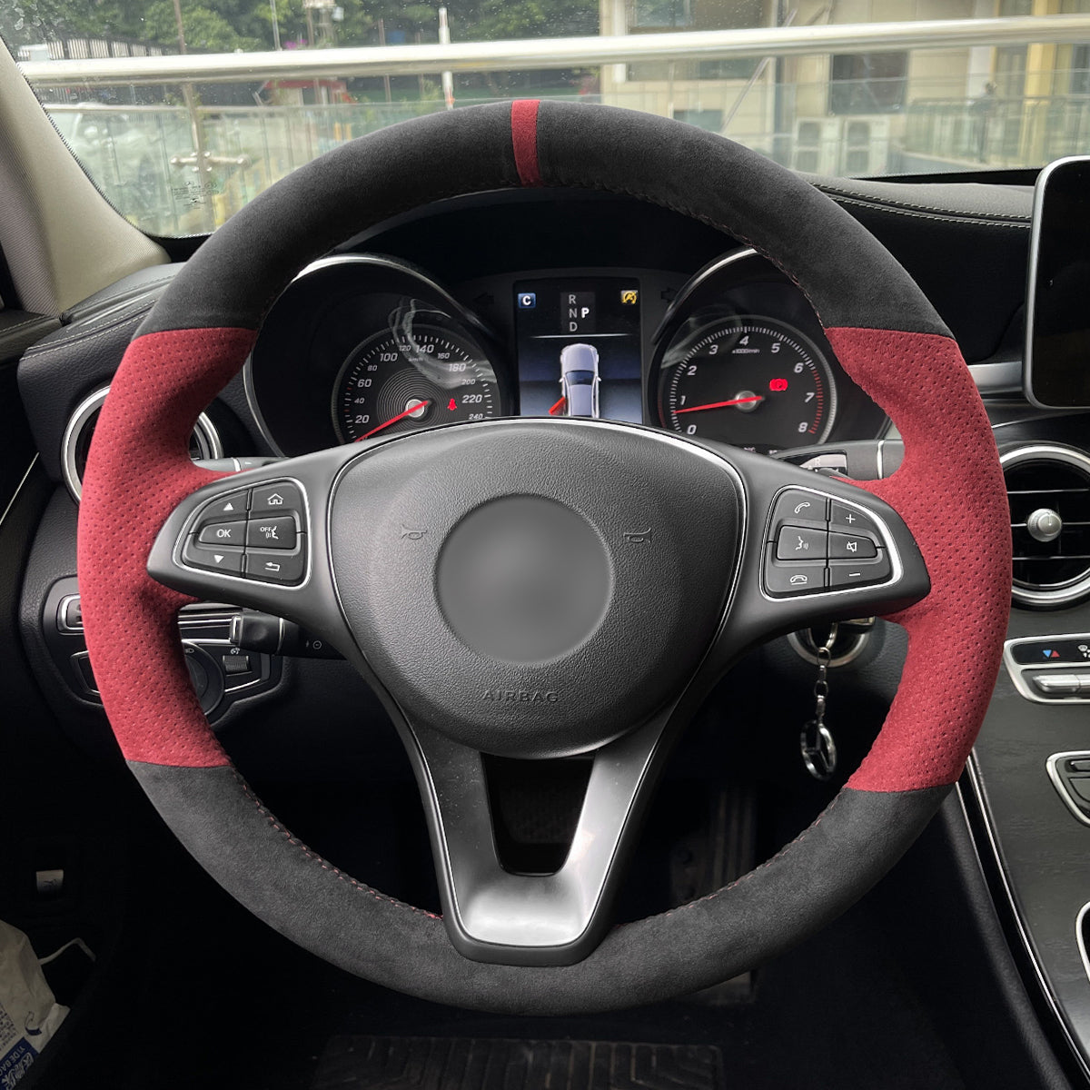 MEWANT Steering Wheel Cover for Mercedes-Benz A-Class B-Class C-Class CLA-Class CLS-Class E-Class (W213) EQV (W447) GLC-Class (X253C253) GLE-Class (W166C292) (W470)