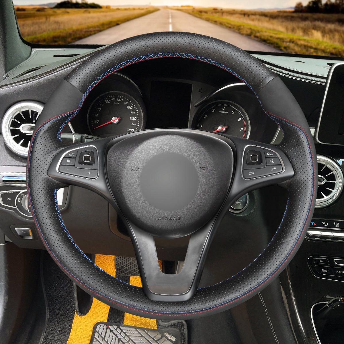 MEWANT Couvre Volant pour Mercedes-Benz A-Class B-Class C-Class CLA-Class CLS-Class E-Class (W213) EQV (W447) GLC-Class (X253C253) GLE-Class (W166C292) (W470)
