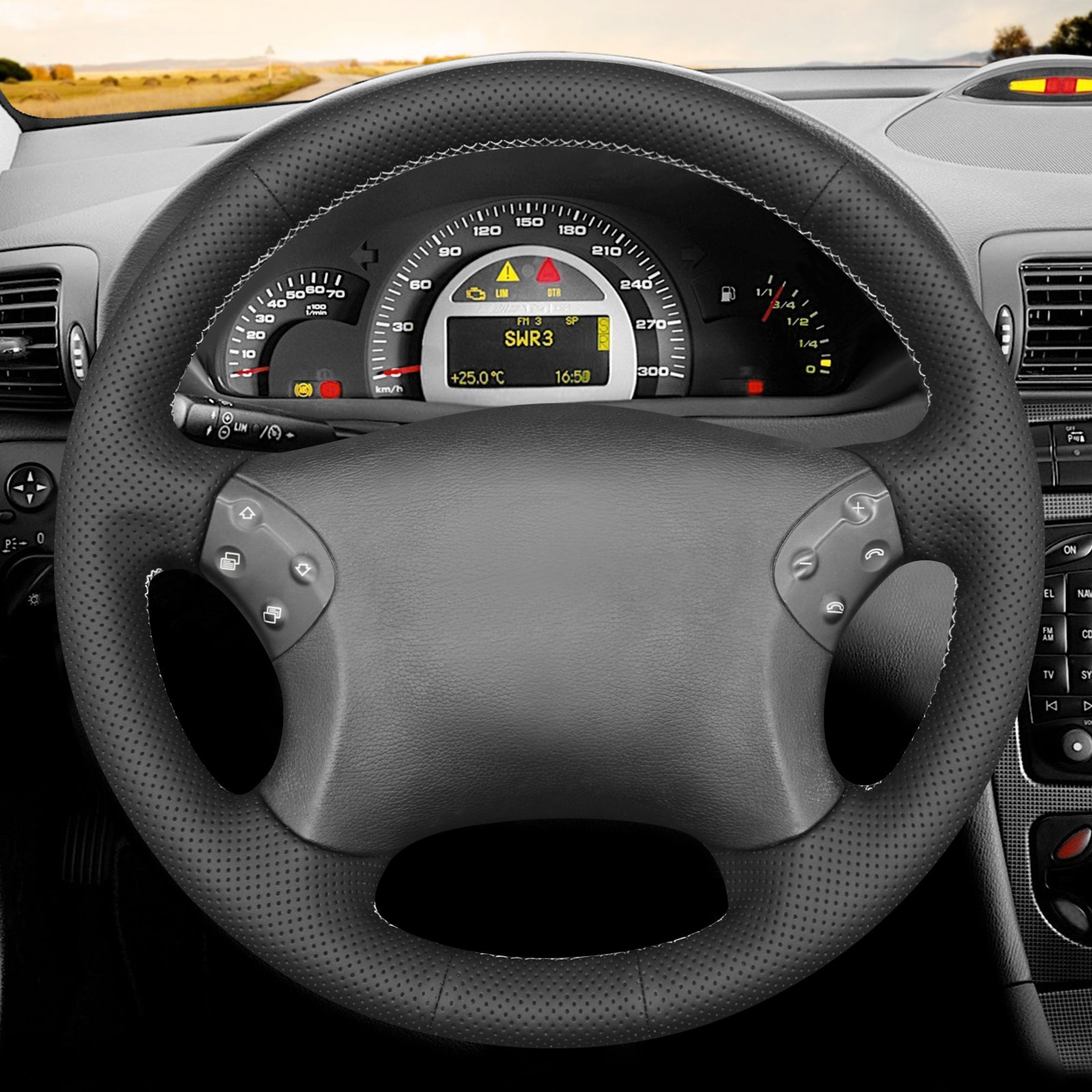 MEWANT Couvre Volant pour Mercedes-Benz C-Class W203 2001-2007 C32 AMG 2002-2003