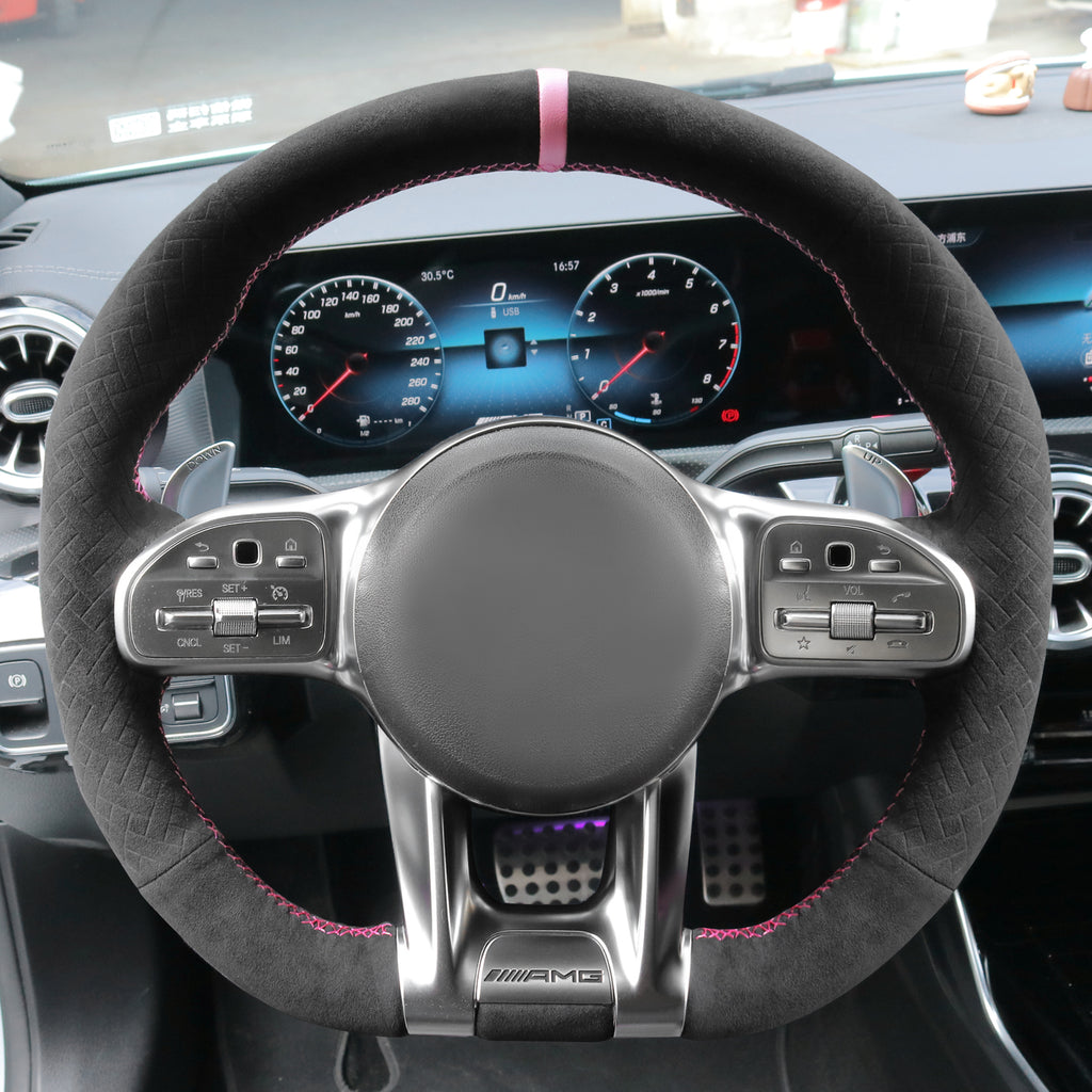MEWANT Couvre Volant pour Mercedes-Benz AMG A35 A45 C43 C63 C43 CLA35 CLA45 CLS53 E53 E63 GLA45  GLE53