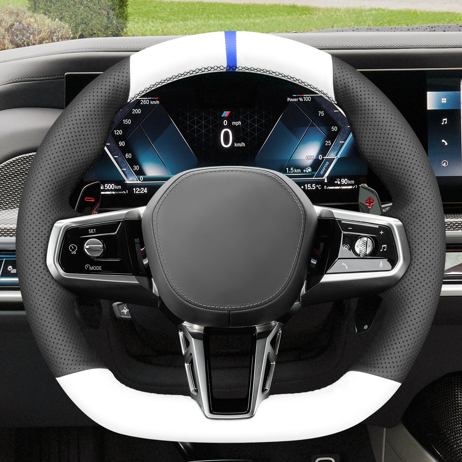 MEWANT Couvre Volant pour BMW (M Sport)5 Series G60 (Sedan) G61 (Touring) 7 Series G70 i5 G60 (Sedan) G61 (Touring) i7 G70