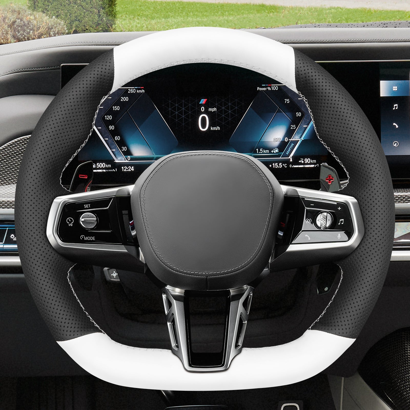 MEWANT Couvre Volant pour BMW (M Sport)5 Series G60 (Sedan) G61 (Touring) 7 Series G70 i5 G60 (Sedan) G61 (Touring) i7 G70