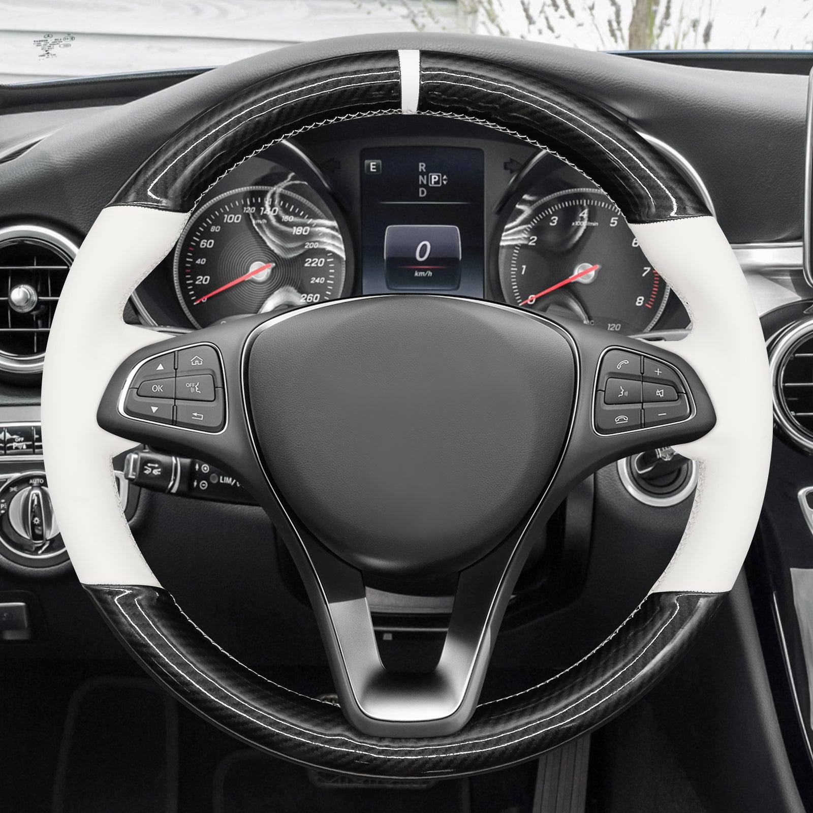 MEWANT Couvre Volant pour Mercedes-Benz A-Class B-Class C-Class CLA-Class CLS-Class E-Class (W213) EQV (W447) GLC-Class (X253C253) GLE-Class (W166C292) (W470)