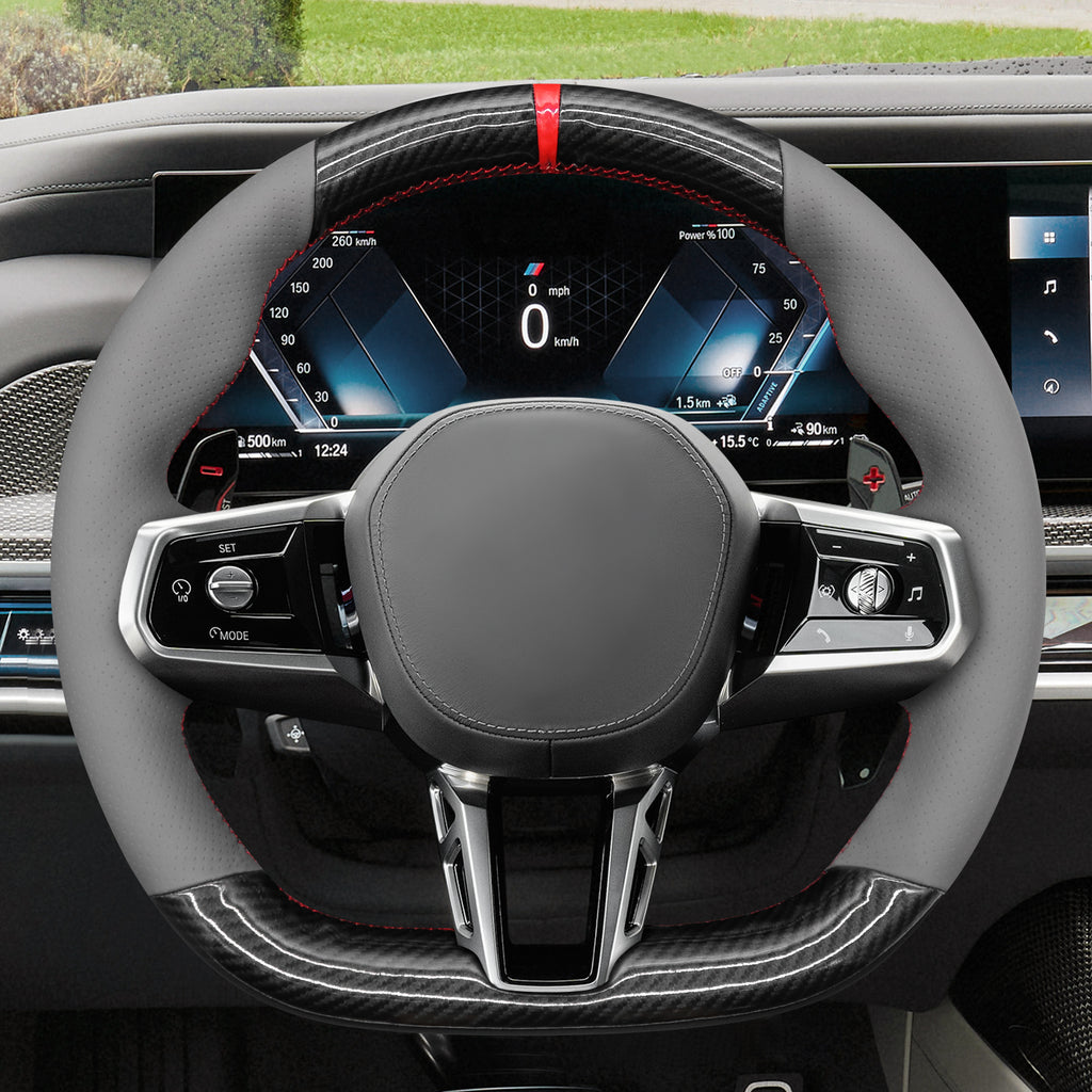 MEWANT Couvre Volant pour BMW (M Sport)5 Series G60 (Sedan) G61 (Touring) 7 Series G70 i5 G60 (Sedan) G61 (Touring) i7 G70