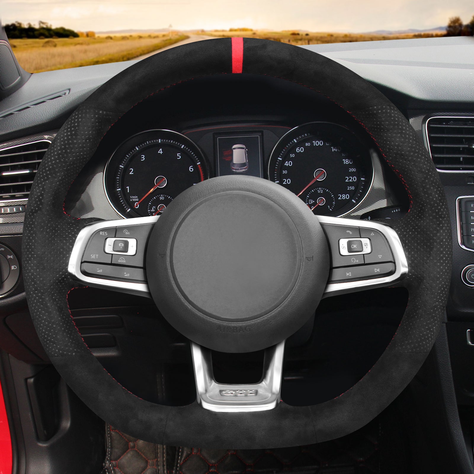 MEWANT Couvre Volant pour VW Golf GTI Jetta Polo Scirocco Arteon Passat Tiguan T-Roc 2013-2020