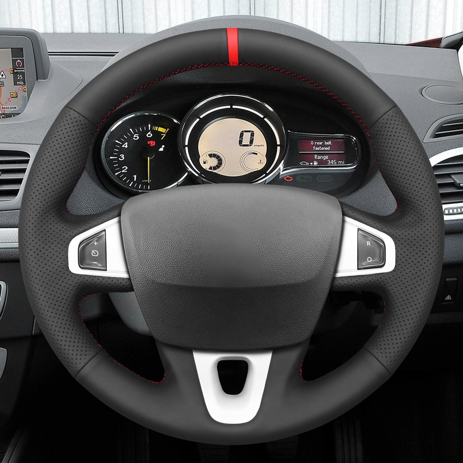 MEWANT Couvre Volant pour Renault Megane 3 2008-2016 / Scenic 3 (Grand Scenic) 2009-2016 / Kangoo 2 2014-2020 / Fluence (ZE) 2009-2015