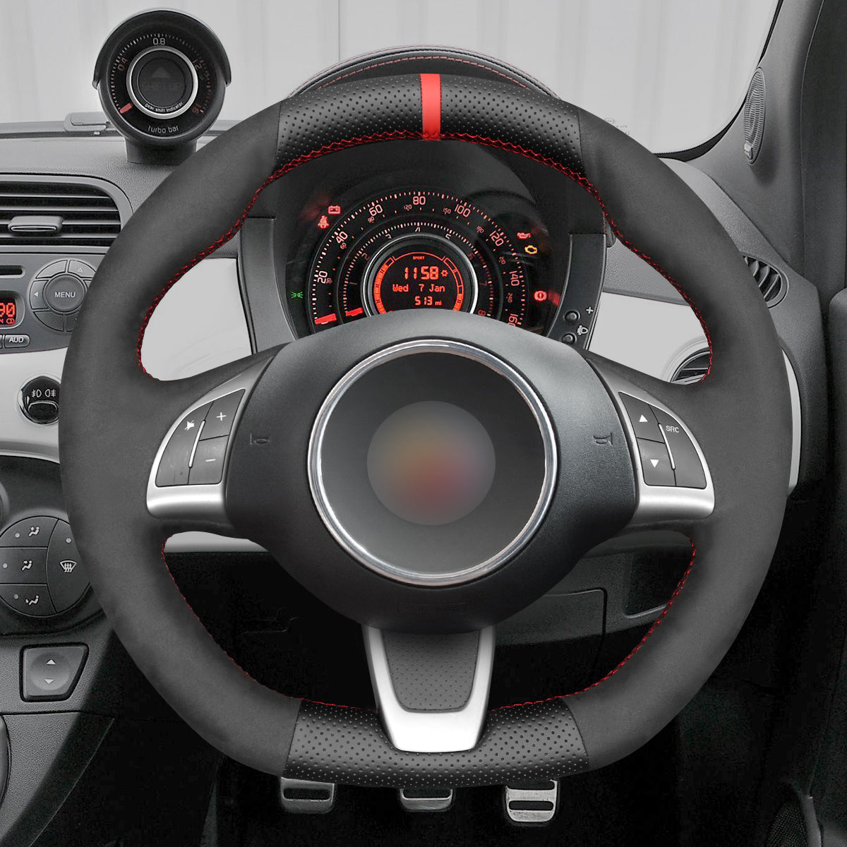MEWANT Steering Wheel Cover for Fiat Abarth 500 500C 595 595C Fiat 500 (GQ/S) 500C (S)