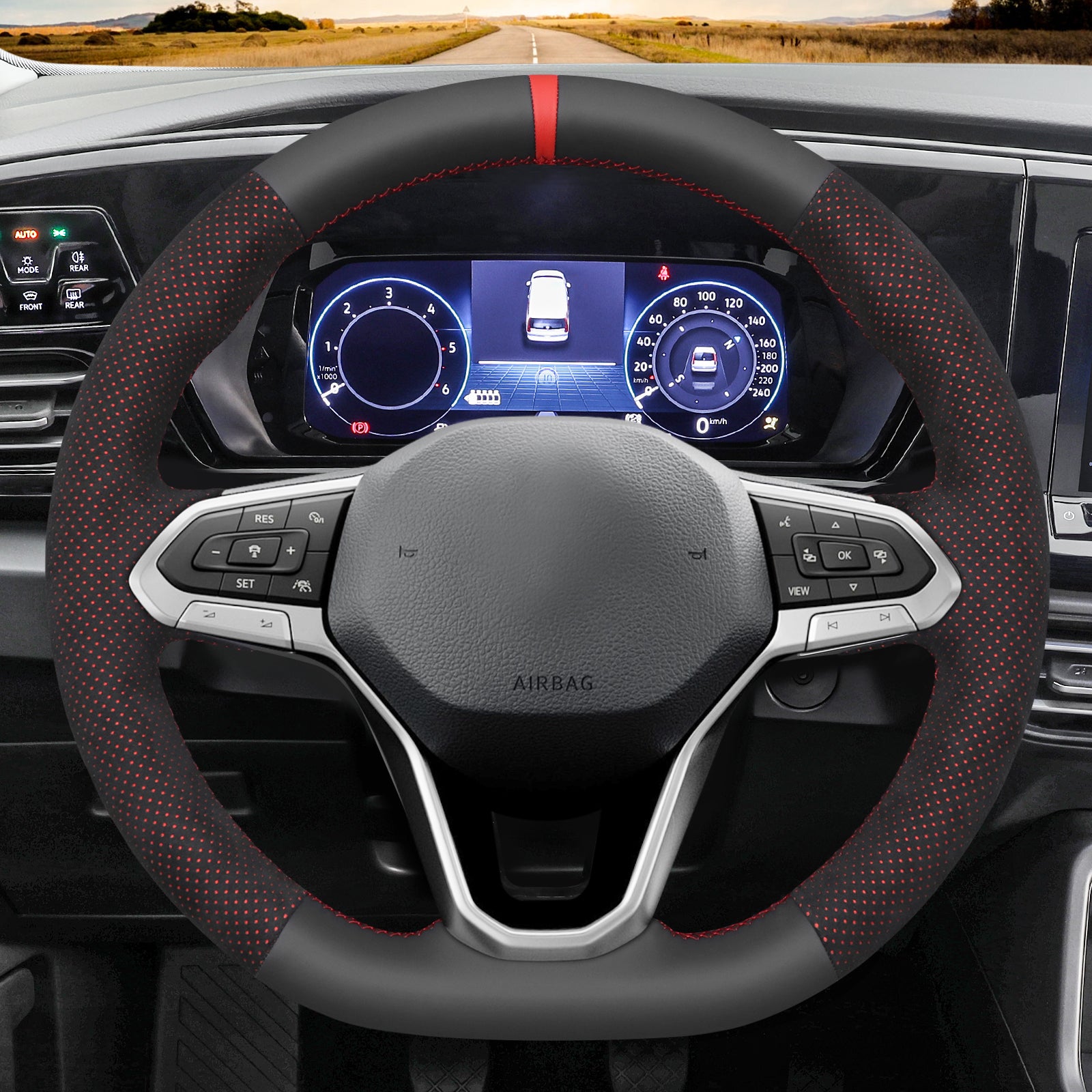 MEWANT Couvre Volant pour VW Golf 8 ID.3 ID.4 ID.7 Arteon Caddy Passat B8 Passat T6 Tiguan Touareg 2020-2021