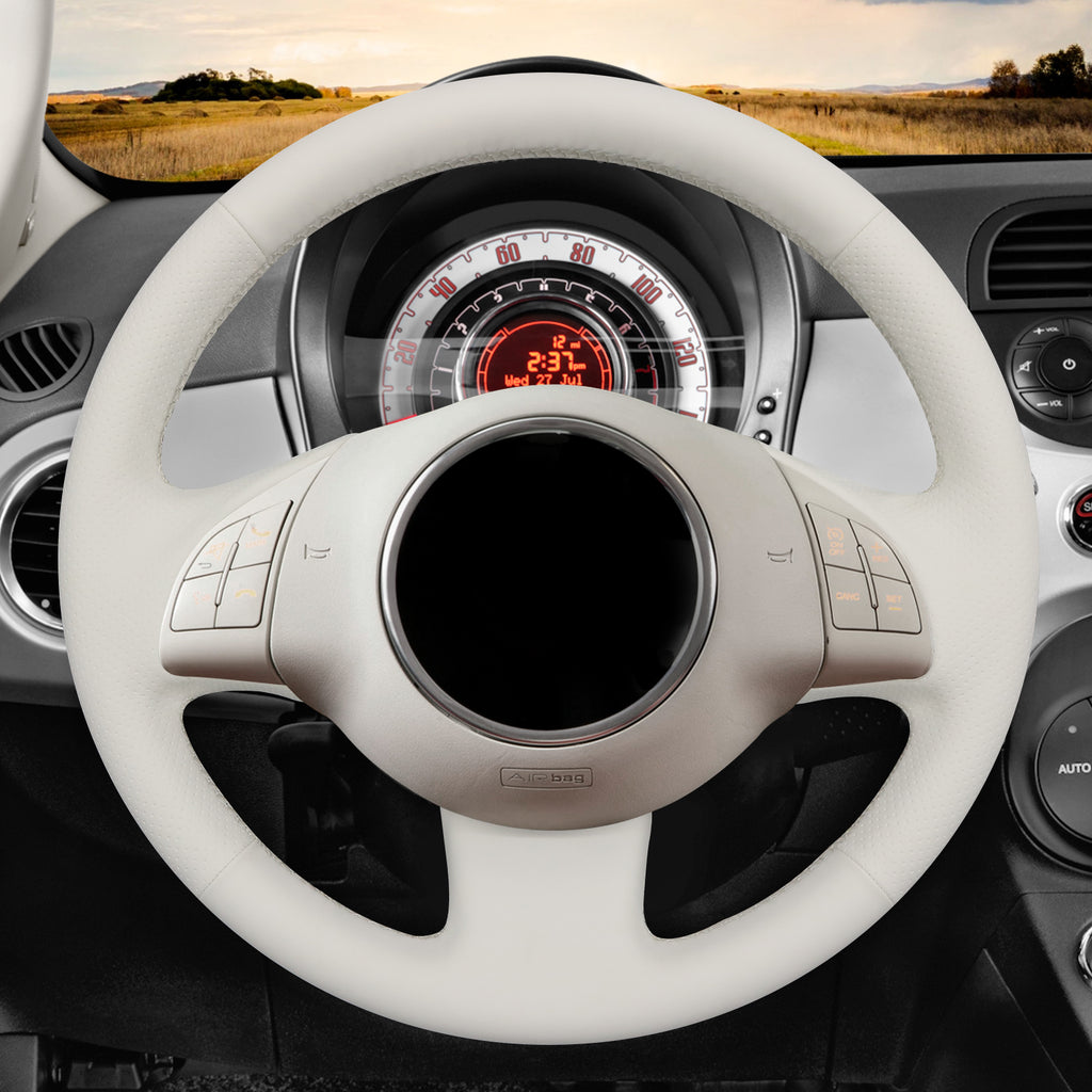 MEWANT Couvre Volant pour Fiat 500 2007-2015 Fiat 500e 2014-2018 Fiat 500C 2014-2017