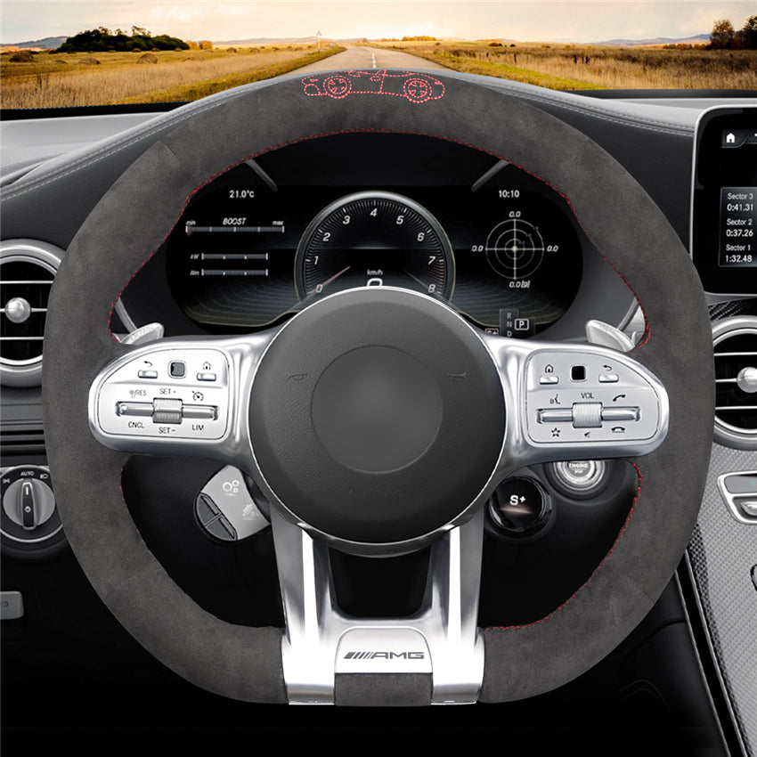 MEWANT Couvre Volant pour Mercedes-Benz AMG A35 A45 C43 C63 C43 CLA35 CLA45 CLS53 E53 E63 GLA45  GLE53