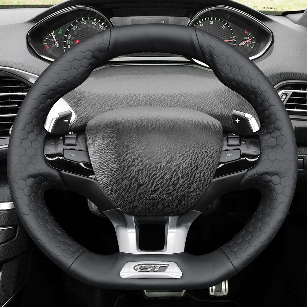 MEWANT Couvre Volant pour Peugeot 208 (GTi/GT Line/GT) / 308 (GT/GTi/GT Line) / 308 SW (GT/GT Line) / 2008 (GT Line) 2015-2019