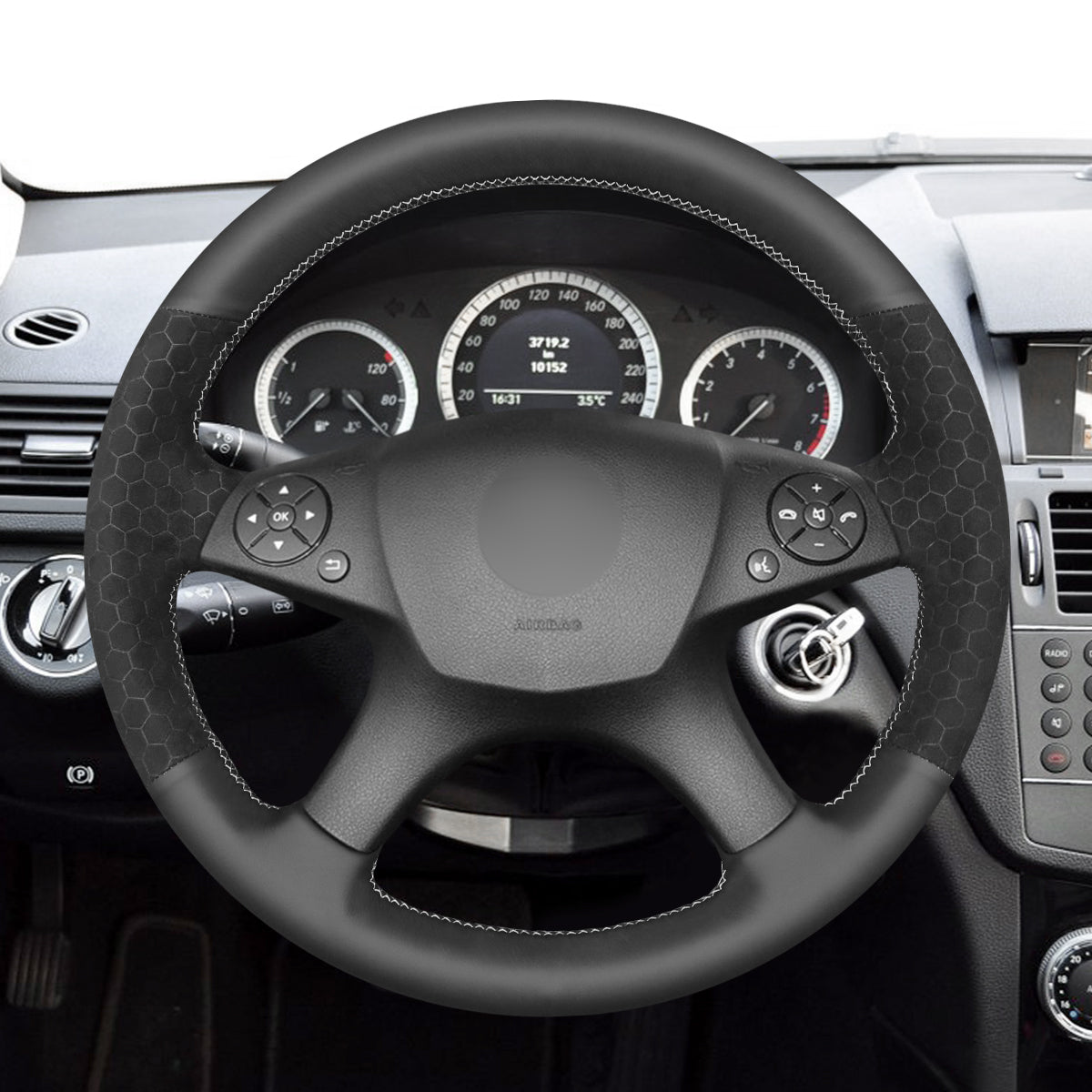 MEWANT Couvre Volant pour Mercedes-Benz W204 C-Class 2007-2010 Mercedes-Benz C280 C230 C180 C260 C200 C300