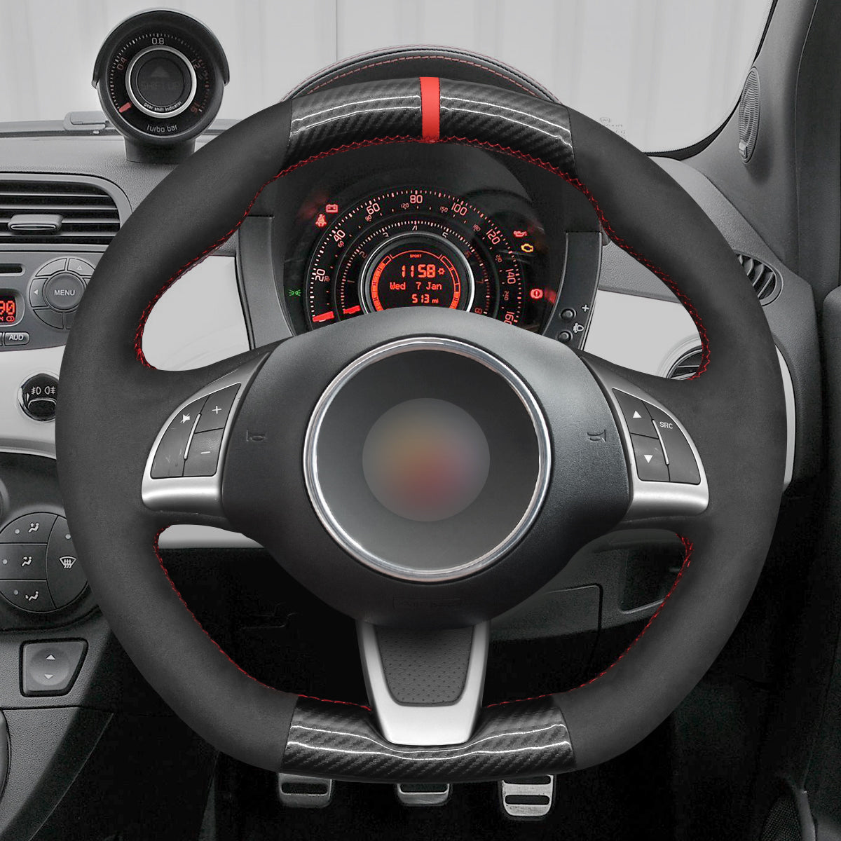 MEWANT Steering Wheel Cover for Fiat Abarth 500 500C 595 595C Fiat 500 (GQ/S) 500C (S)