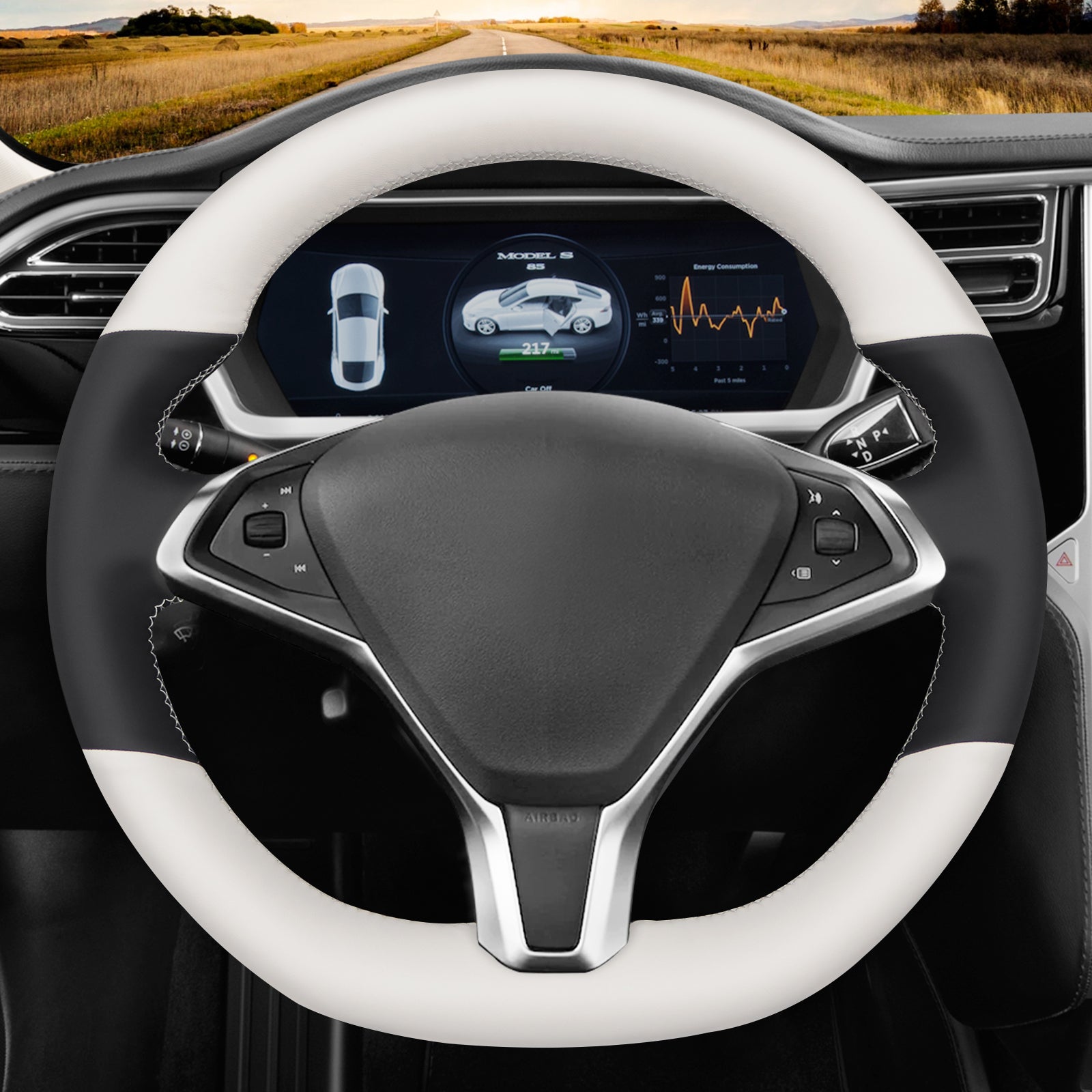 MEWANT Couvre Volant pour Tesla model S 2013-2017