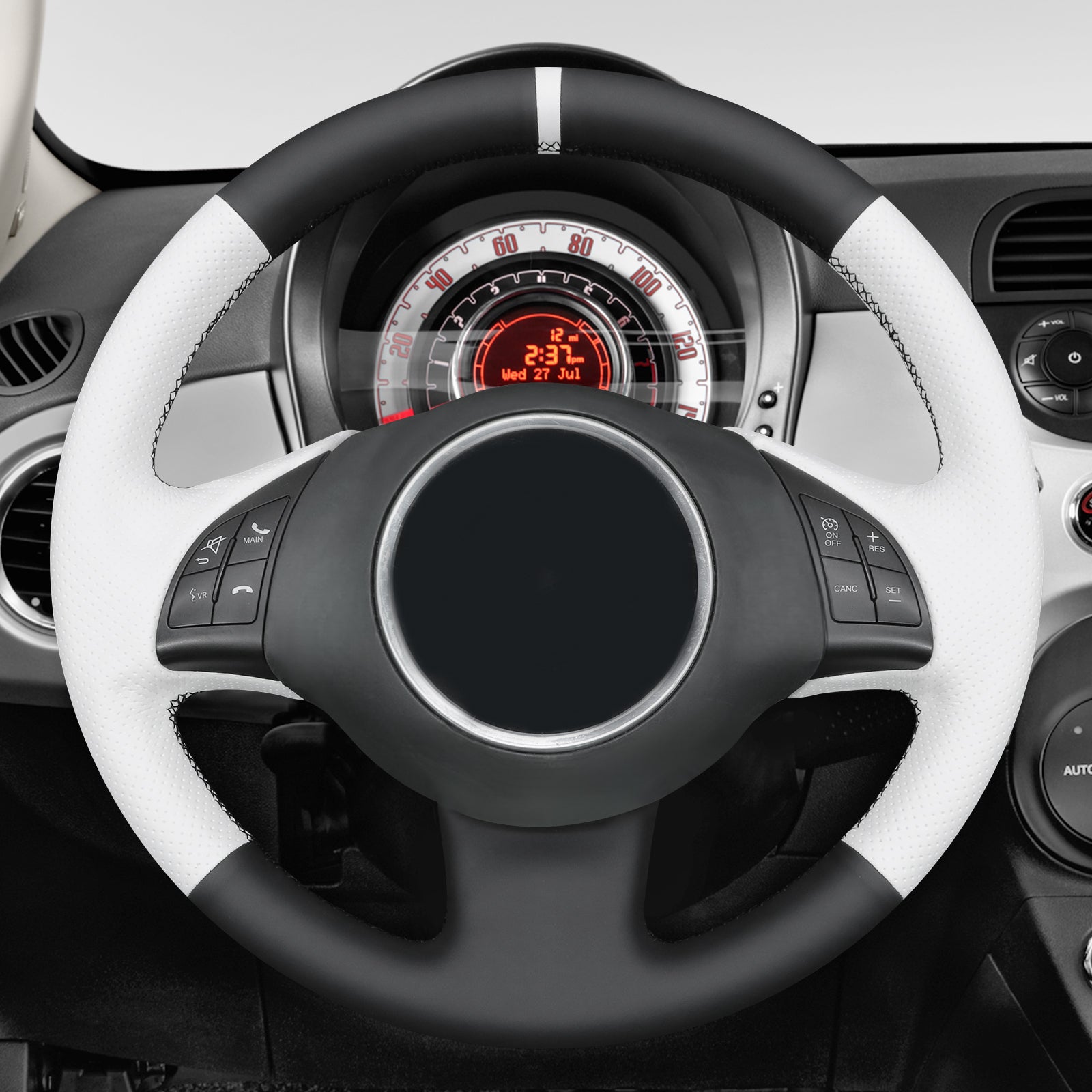 MEWANT Steering Wheel Cover for Fiat 500 2007-2015 Fiat 500e 2014-2018 Fiat 500C 2014-2017