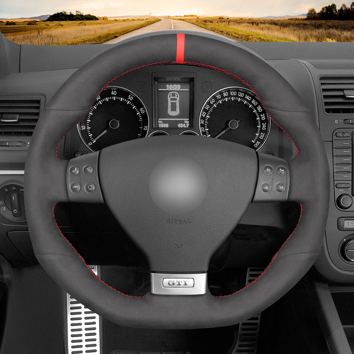 MEWANT Couvre Volant pour VW Golf GTI 5 Golf R32 Scirocco Passat Variant Tiguan R-Line 2005-2009