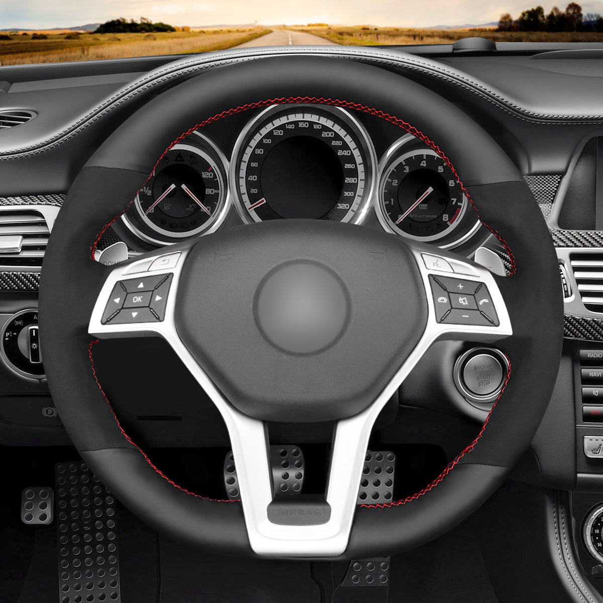 MEWANT Couvre Volant pour Benz AMG C63 W204  CLA 45 C117  C218  AMG S-Model W212  E 63 S W212 SL 63 R231