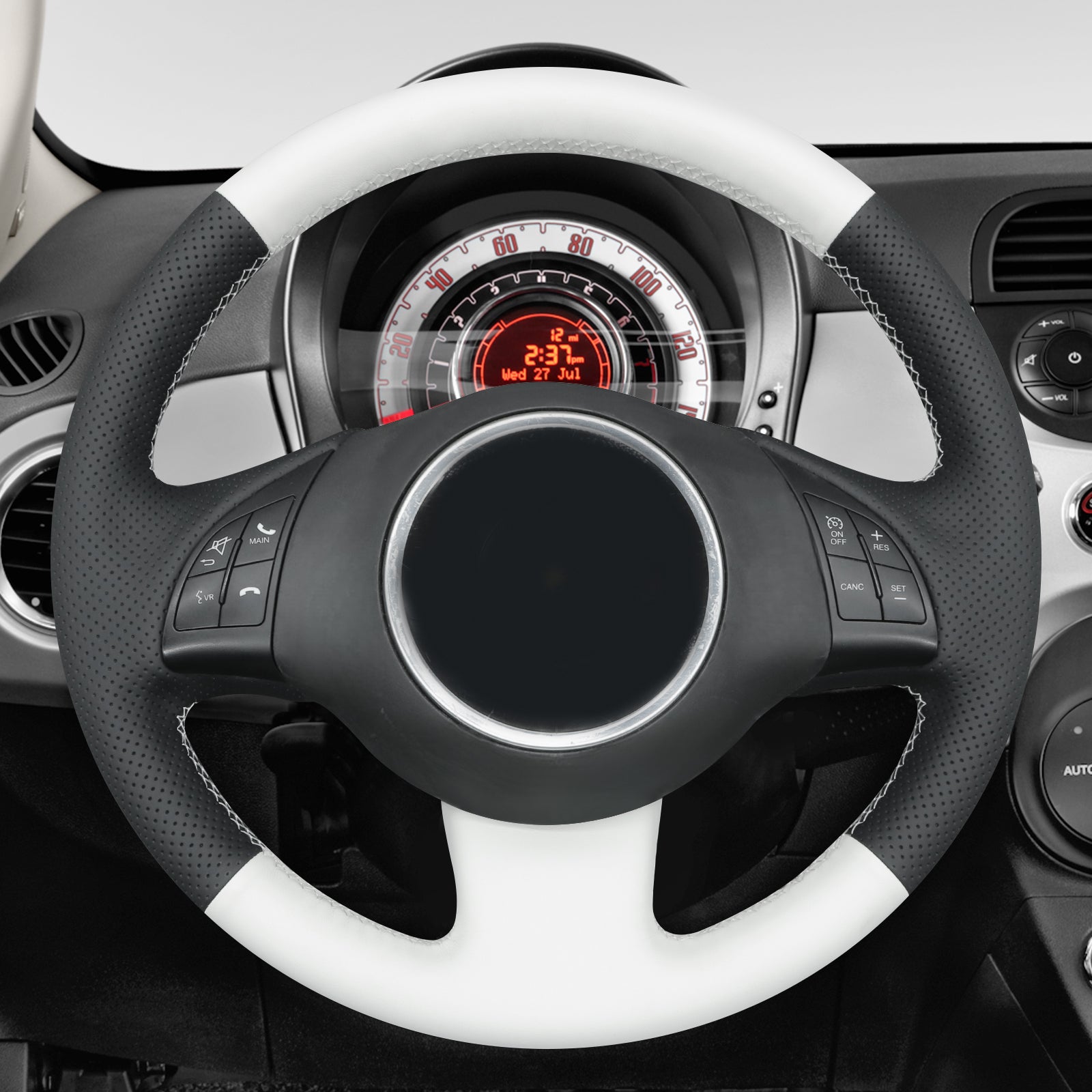 MEWANT Steering Wheel Cover for Fiat 500 2007-2015 Fiat 500e 2014-2018 Fiat 500C 2014-2017