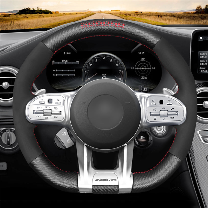MEWANT Couvre Volant pour Mercedes-Benz AMG A35 A45 C43 C63 C43 CLA35 CLA45 CLS53 E53 E63 GLA45  GLE53