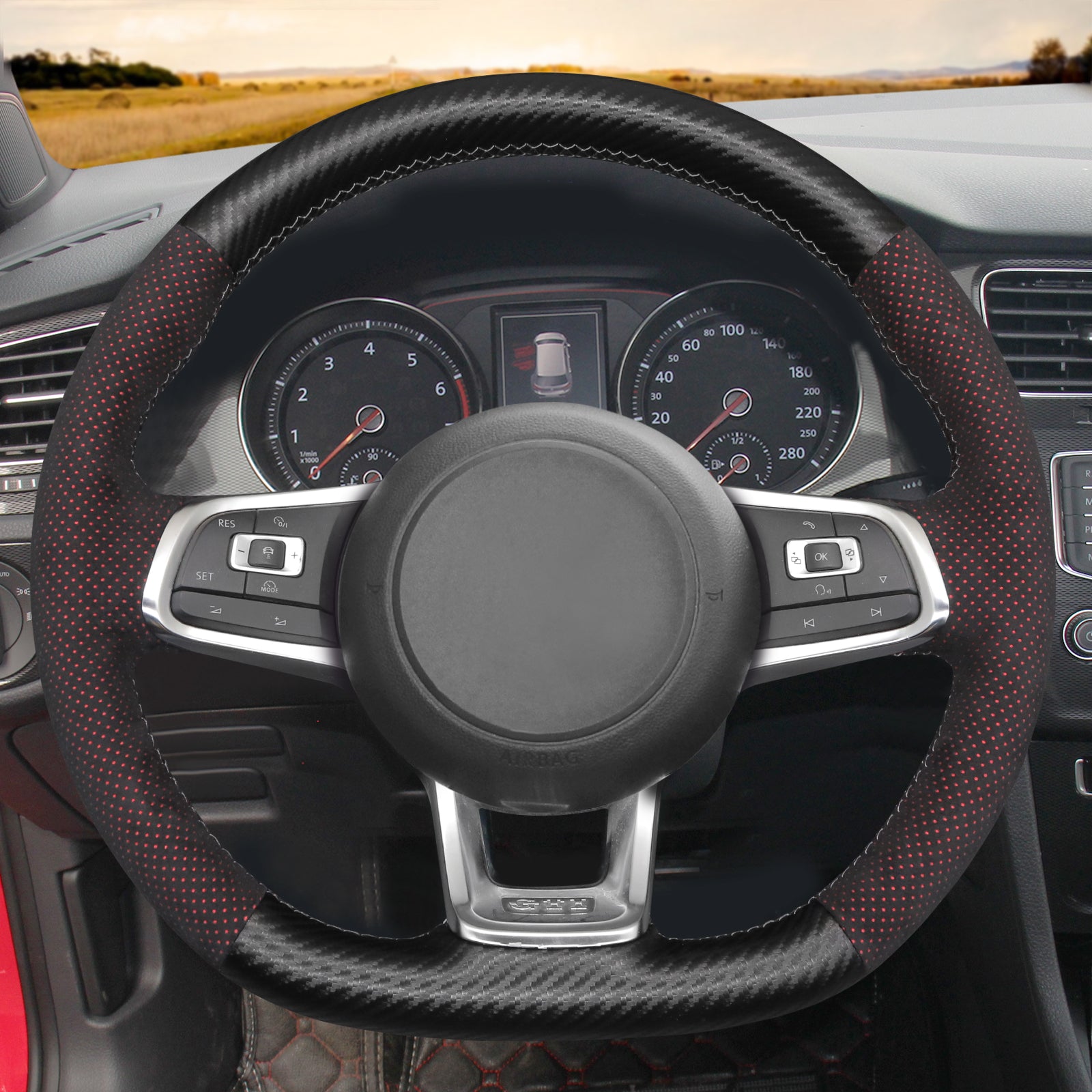 MEWANT Couvre Volant pour VW Golf GTI Jetta Polo Scirocco Arteon Passat Tiguan T-Roc 2013-2020