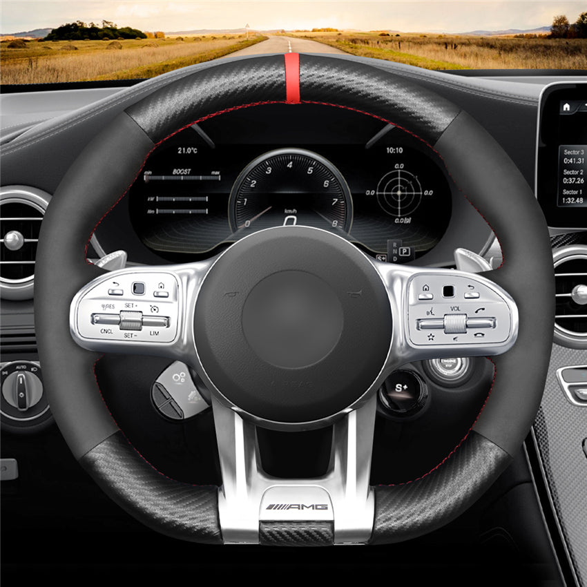 MEWANT Couvre Volant pour Mercedes-Benz AMG A35 A45 C43 C63 C43 CLA35 CLA45 CLS53 E53 E63 GLA45  GLE53