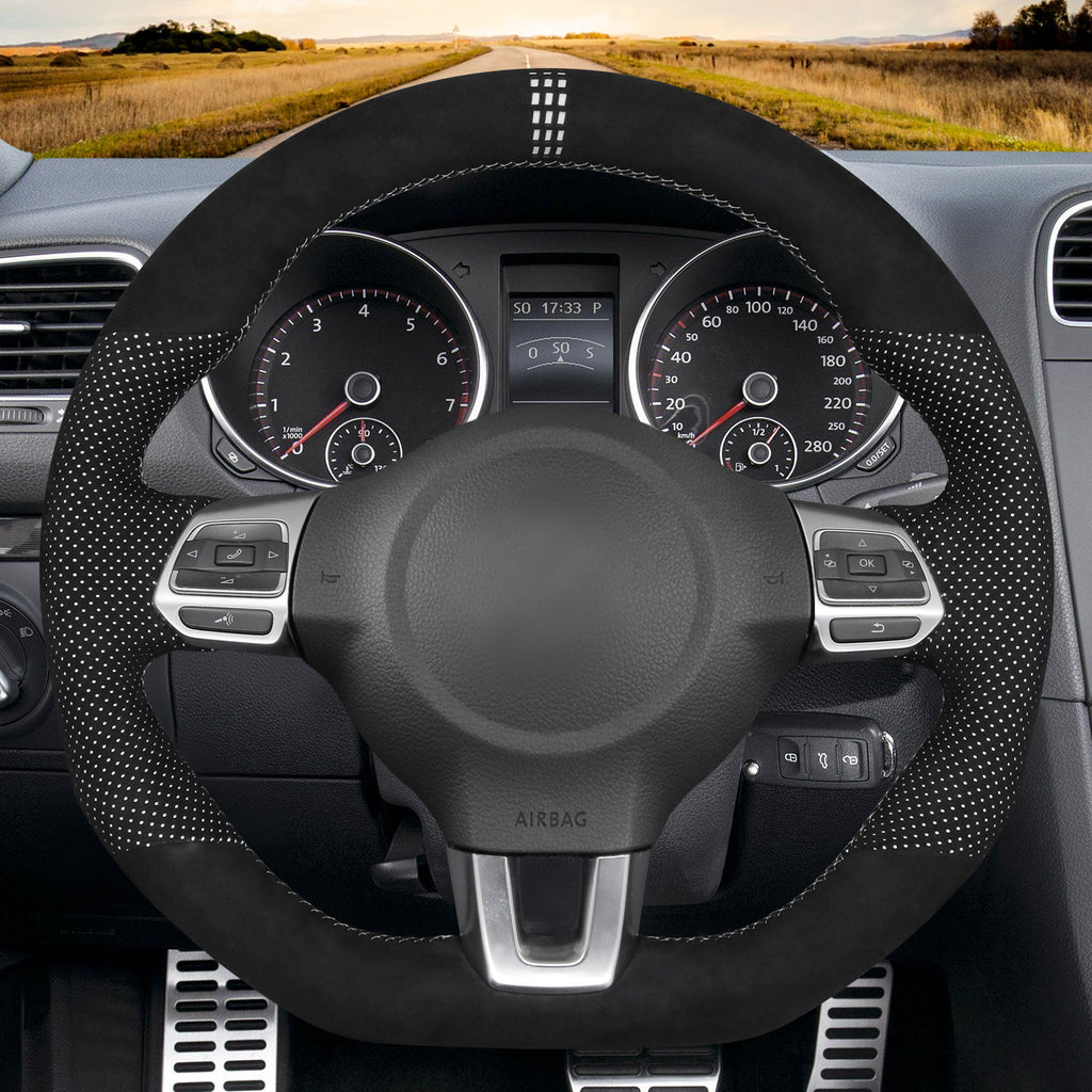 MEWANT Couvre Volant pour VW Golf 6 (VI) GTI Polo GTI Polo R-Line Scirocco CC Tiguan 2009-2014