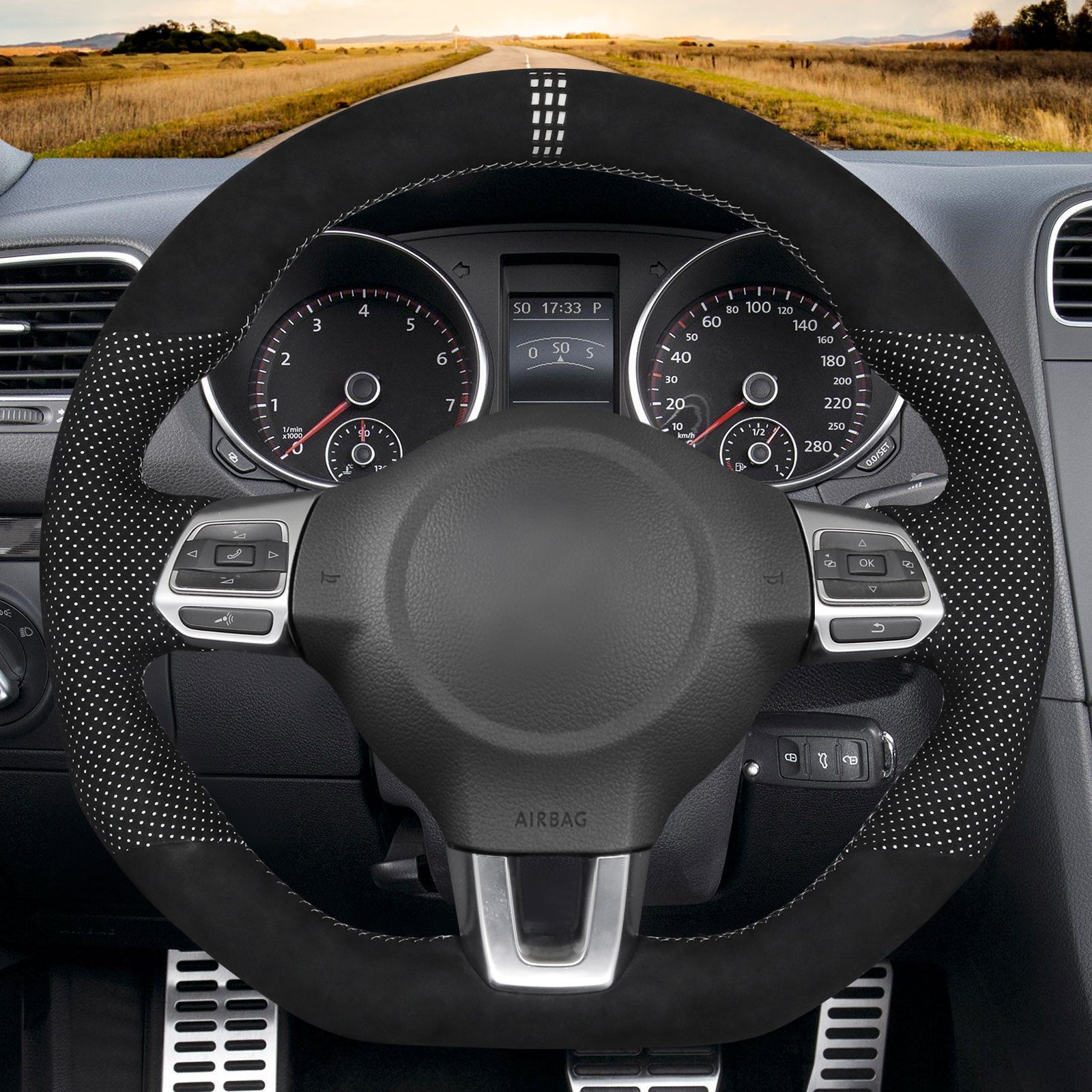 MEWANT Couvre Volant pour VW Golf 6 (VI) GTI Polo GTI Polo R-Line Scirocco CC Tiguan 2009-2014