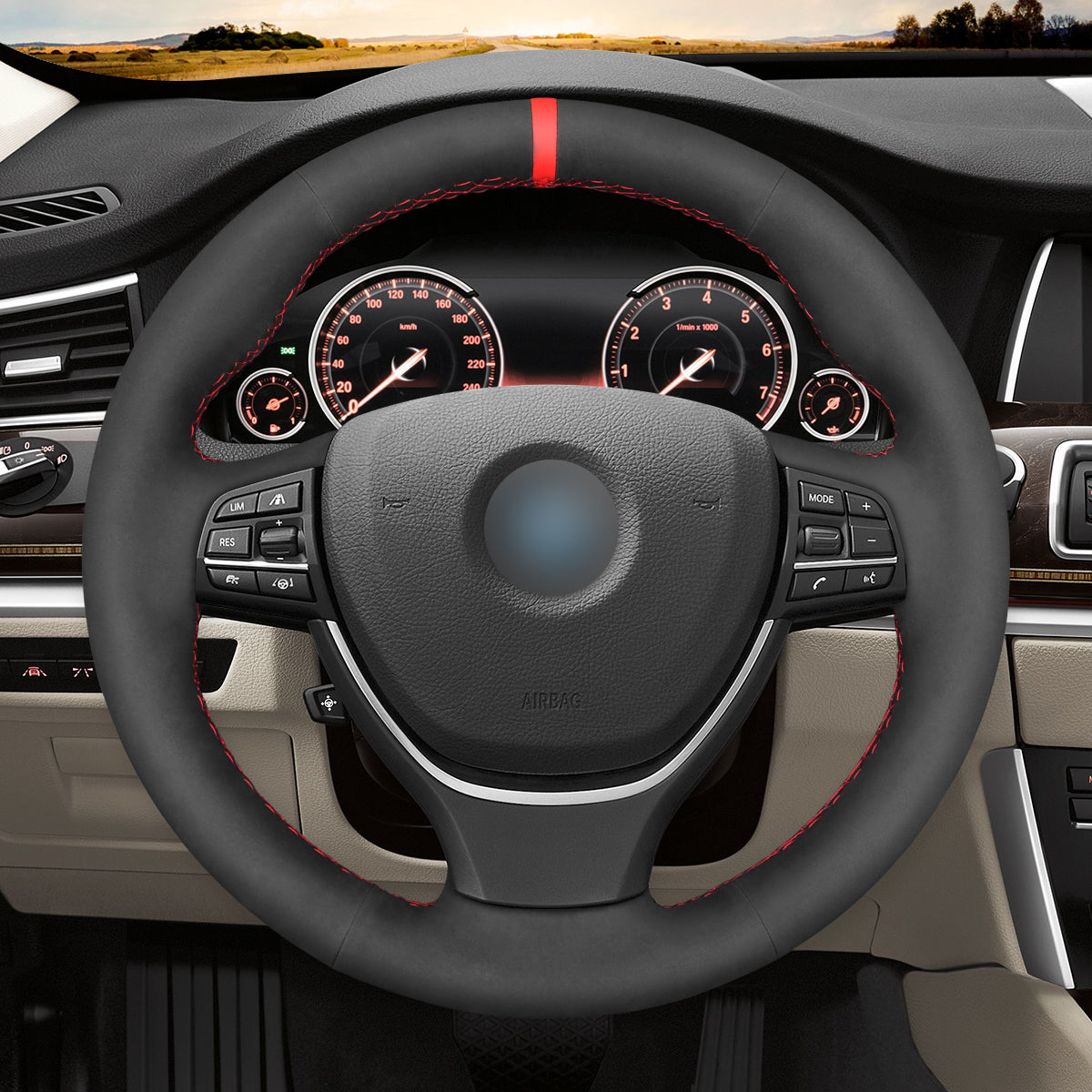 MEWANT Couvre Volant pour BMW 5 Series F10 F11 F07 6 Series F12 F13 F06 7 Series F01 7 Series F02 2009-2017