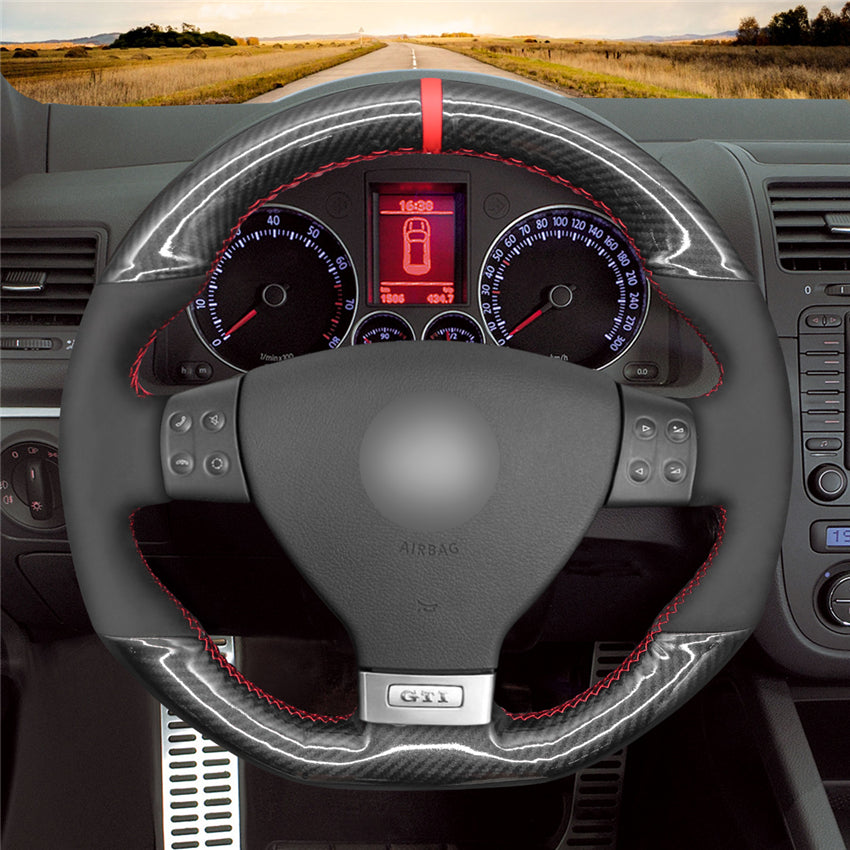 MEWANT Couvre Volant pour VW Golf GTI 5 Golf R32 Scirocco Passat Variant Tiguan R-Line 2005-2009