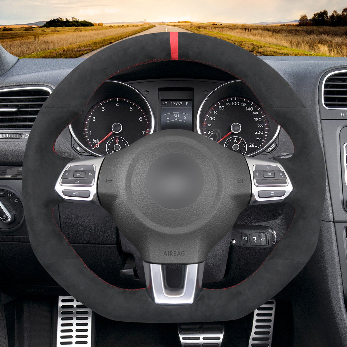 MEWANT Couvre Volant pour VW Golf 6 (VI) GTI Polo GTI Polo R-Line Scirocco CC Tiguan 2009-2014