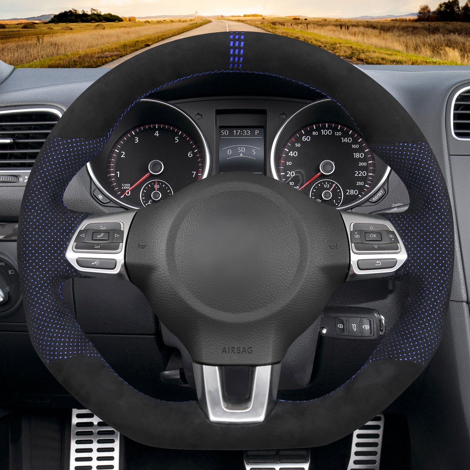 MEWANT Couvre Volant pour VW Golf 6 (VI) GTI Polo GTI Polo R-Line Scirocco CC Tiguan 2009-2014