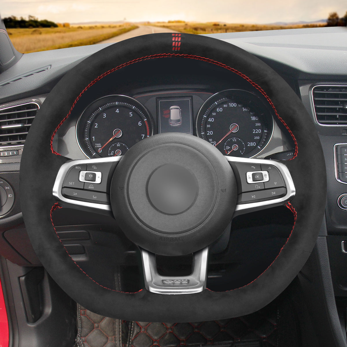 MEWANT Couvre Volant pour VW Golf GTI Jetta Polo Scirocco Arteon Passat Tiguan T-Roc 2013-2020