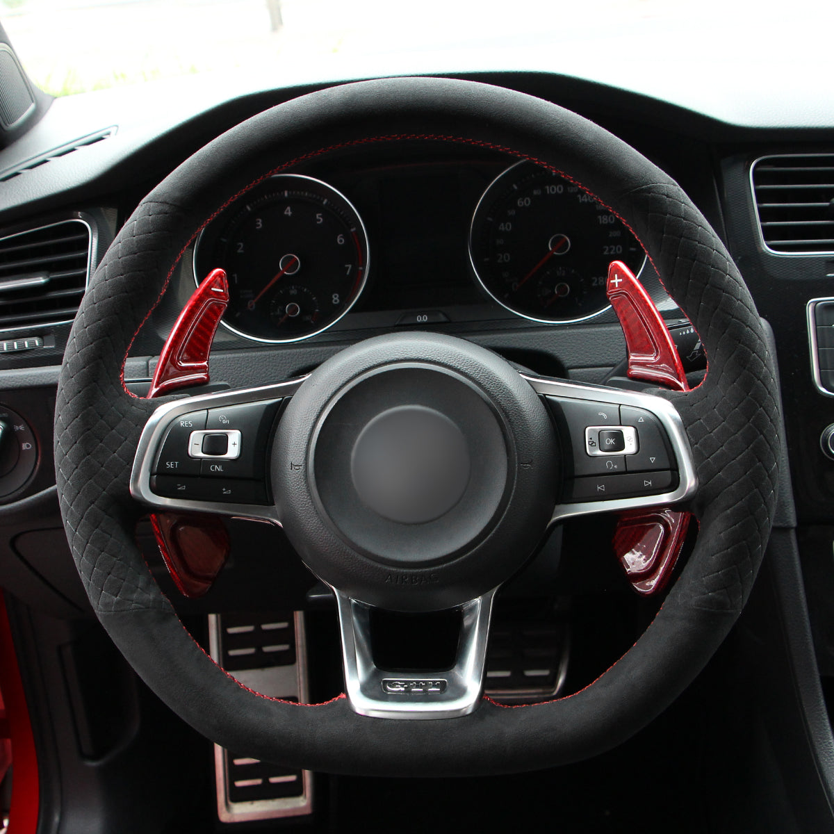 MEWANT Couvre Volant pour VW Golf GTI Jetta Polo Scirocco Arteon Passat Tiguan T-Roc 2013-2020