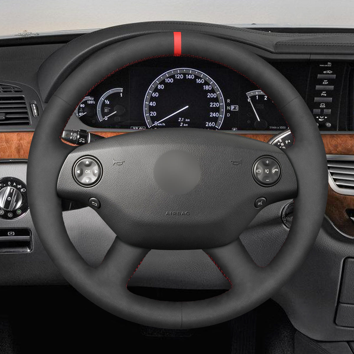 MEWANT Couvre Volant pour Mercedes-Benz CL-Class C216 2007-2010  S-Class W221 2007-2009