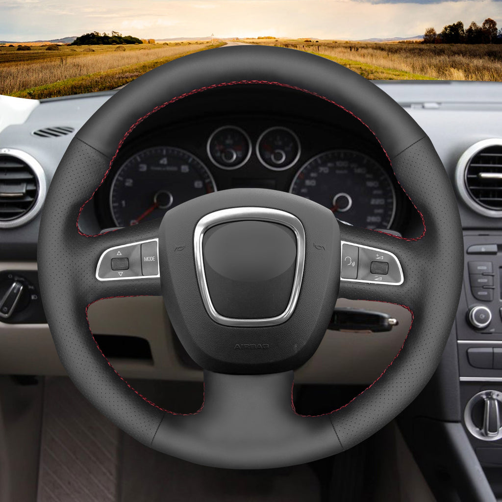 MEWANT Steering Wheel Cover for Audi A3 A4 A5 A8 Q7 RS S4 S5 S6 S8 2006-2013