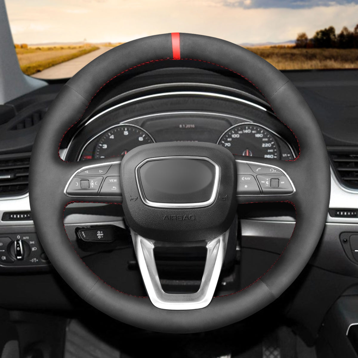 MEWANT Couvre Volant pour Audi A3 A4 A5 S3 S4 S5 RS Q2 SQ2 Q3 RS Q5 SQ5 Q7 SQ7 Q8 SQ8 2016-2022