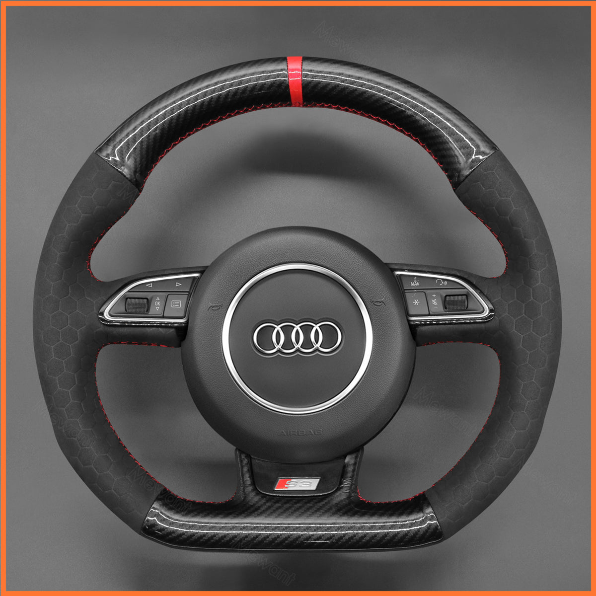 MEWANT Steering Wheel Cover for Audi A5 A7 RS S3 S4 S5 S6 S7 SQ5 2013-2017